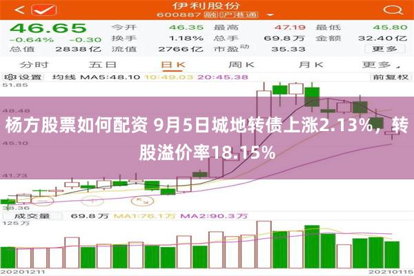 杨方股票如何配资 9月5日城地转债上涨2.13%，转股溢价率18.15%