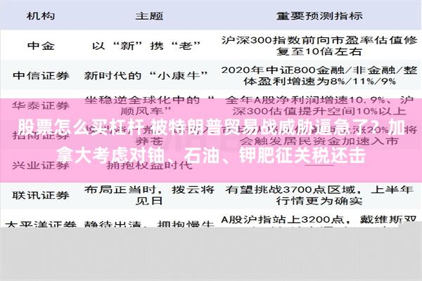 股票怎么买杠杆 被特朗普贸易战威胁逼急了？加拿大考虑对铀、石油、钾肥征关税还击