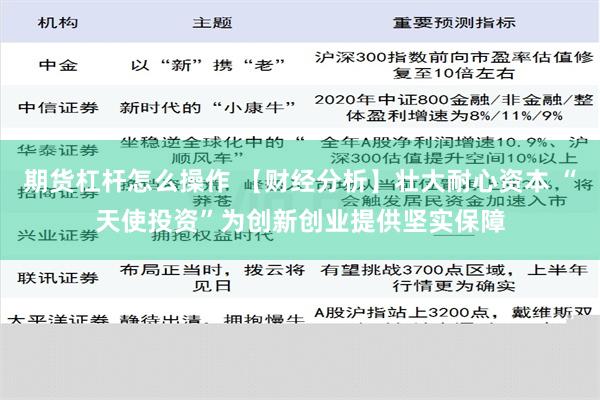 期货杠杆怎么操作 【财经分析】壮大耐心资本 “天使投资”为创新创业提供坚实保障